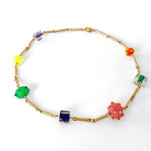 Lamp Work Art Glass Bead Gold Necklace